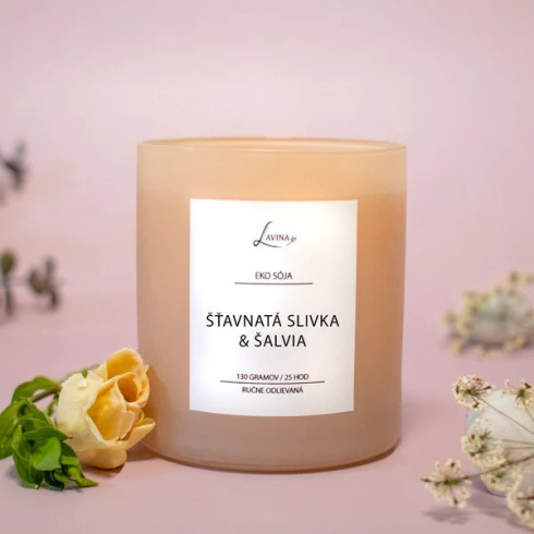 Sojová svíčka - Svěží 130g, Šťavnatá švestka & Šalvěj