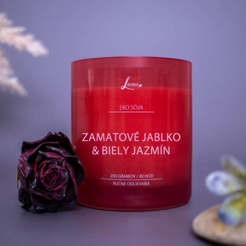 Sójová sviečka - Zvodná 130g, Zamatové jablko & Biely jazmín Sójová sviečka - Zvodná 130g, Zamatové jablko & Biely jazmín