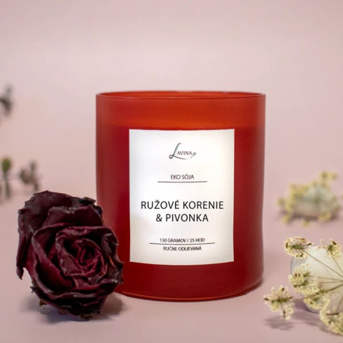 Sójová sviečka - Zvodná 200g, Ružové korenie & Pivonka Sójová sviečka - Zvodná 200g, Ružové korenie & Pivonka