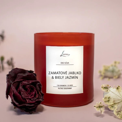 Sojová svíčka - Svůdná 200g, Sametové jablko & Bílý jasmín Sojová svíčka - Svůdná 200g, Sametové jablko & Bílý jasmín