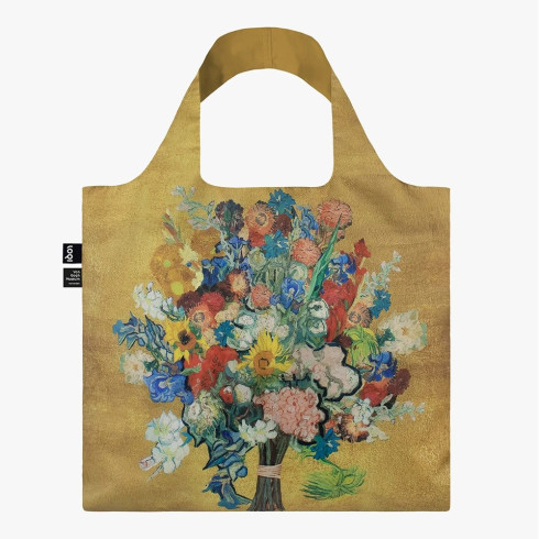 Nákupní taška LOQI Museum, Van Gogh - Flower Pattern Gold