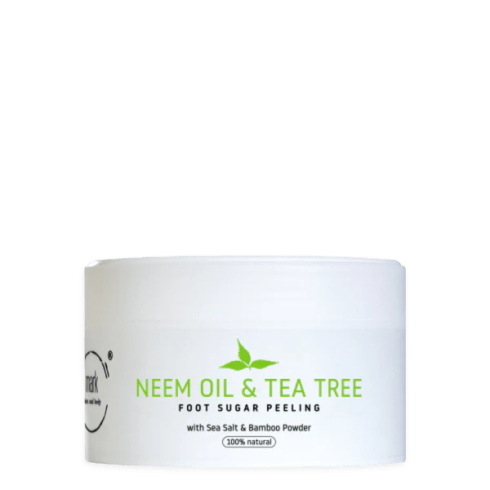 Cukrový peeling - Sugar foot scrub Neem & Tea tree oil 200ml, s bambusovým práškem