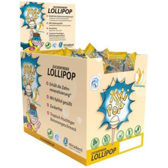 Miradent XyliPOP lízanka s xylitolom príchuť banán - Banana, 50ks x 6g Miradent XyliPOP lízanka s xylitolom príchuť banán - Banana, 50ks x 6g