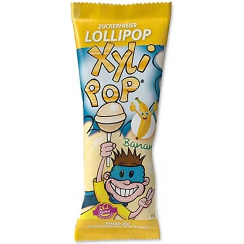 Miradent XyliPOP lízanka s xylitolom príchuť banán - Banana, 50ks x 6g