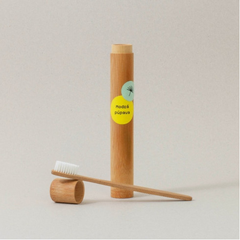 Zubná kefka a púzdro - Soft, bambusový set
