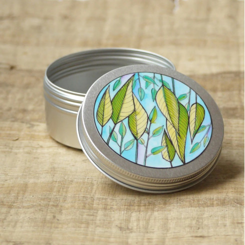 Přenoska - plechovka hliníková - Modrozelené listy, vyšší