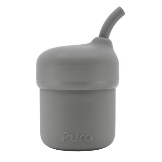 Pura  silikonový pohárek s brčkem - Slate 150ml Pura  silikonový pohárek s brčkem - Slate 150ml