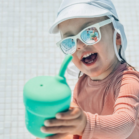 Pura  silikonový pohárek s brčkem - Slate 150ml