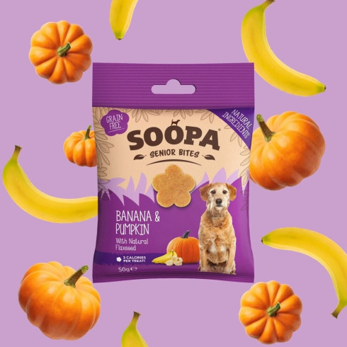 Pamlsky Healthy Bites - Banán & tekvica s ľanovými semiačkami, 50g
