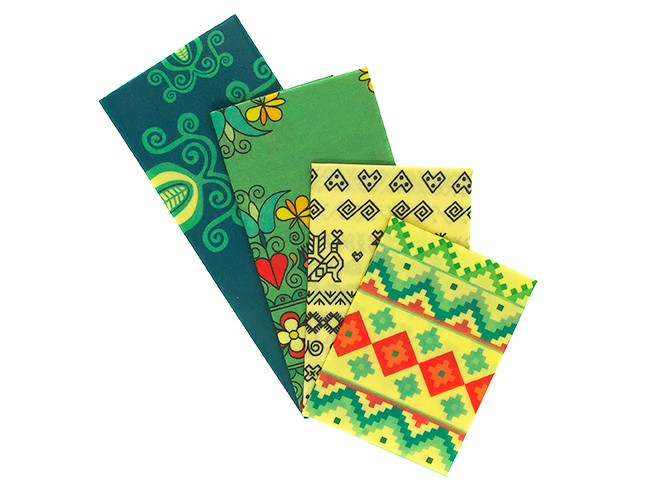 Voskový ubrousek - Folk, 4ks Kombo S+M+L+XL, Včelobal