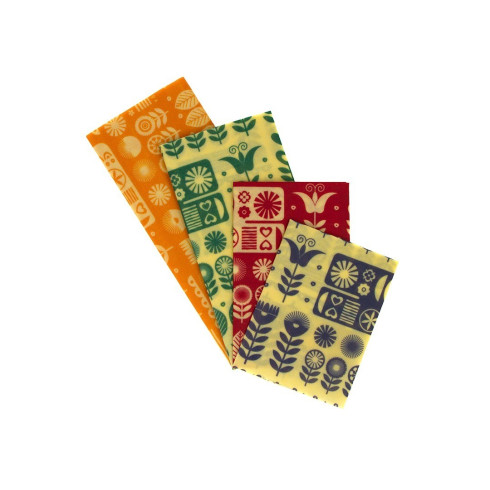 Voskový obrúsok - Rozkvitnuté, 4ks Kombo S+M+L+XL, Včelobal