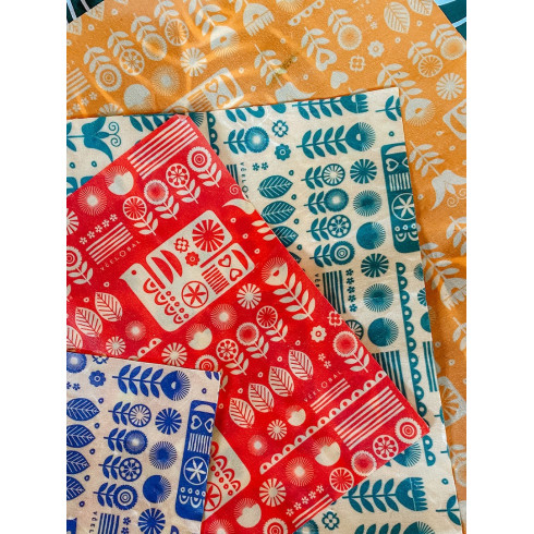 Voskový obrúsok - Rozkvitnuté, 4ks Kombo S+M+L+XL, Včelobal