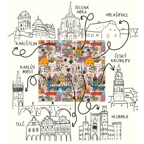 Voskový obrúsok - Susedný kraj, veľkosť L 37x34cm, Včelobal