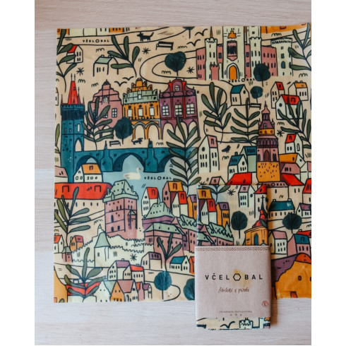 Voskový obrúsok - Susedný kraj, veľkosť L 37x34cm, Včelobal