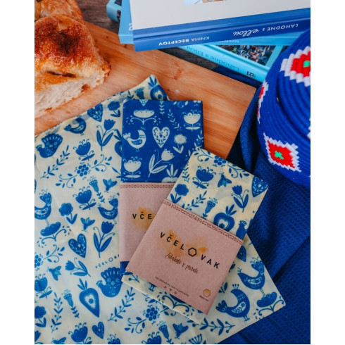 Voskový vak - Modrotlač, M 27x33cm, Včelobal