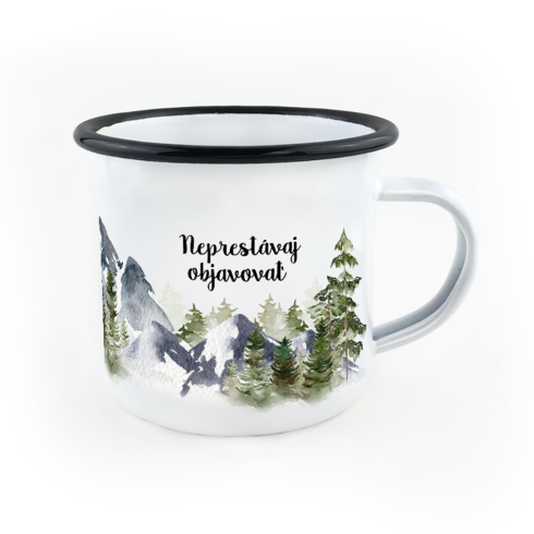 Smaltovaný hrnek - Nepřestávej objevovat 330ml