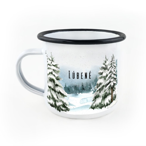 Smaltovaný hrnek - Bloudím po horách se sněhovými vločkami na tváři 330ml