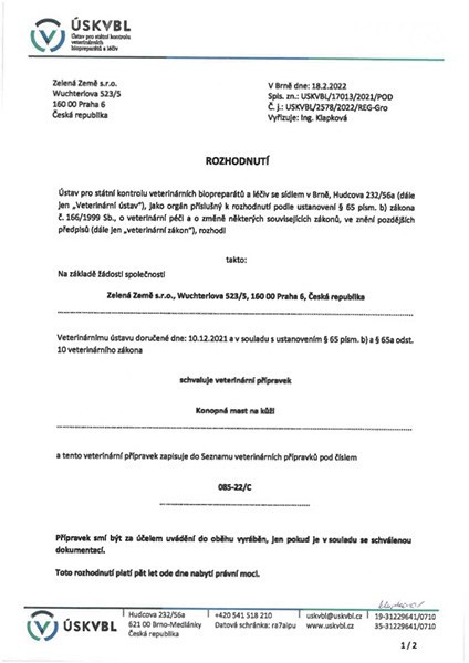 Konopná mast na kůži pro zvířata - 12ml