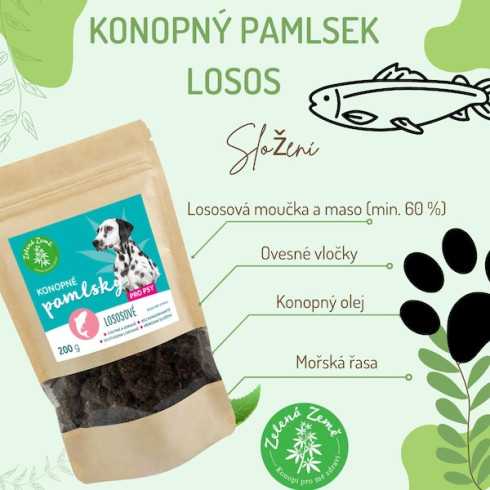 Konopné maškrty pre psov - Príchuť losos, 200g
