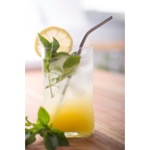 Slamka nerezová - Zahnutá 10ks, bez obalu