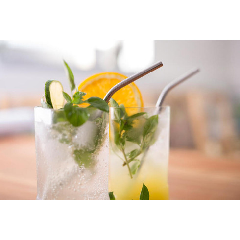 Slamka nerezová - Zahnutá 10ks, bez obalu