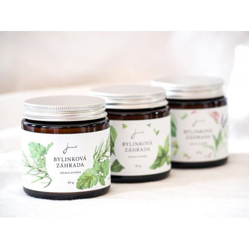 Sójová svíčka Bylinková Záhrada - Levandule, Mateřídouška a Šalvěj 90g