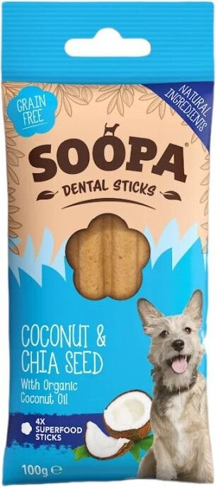 Dentální tyčinky - Kokos & chia semínka, 100g Dentální tyčinky - Kokos & chia semínka, 100g