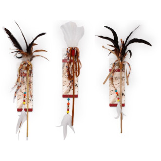 Drevená vábnička Dreams Catcher - S veľkými pierkami a korálkami