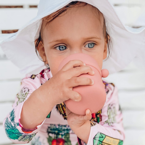 Pura  silikonový pohárek s náustkem - Rose,slate 150ml